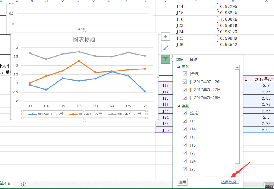 選擇數據進行整理